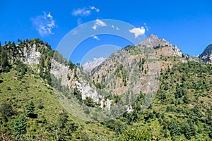 Chame - Greeny hills of Himalayas