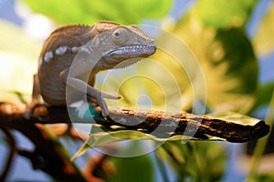 The chameleon on the branch.