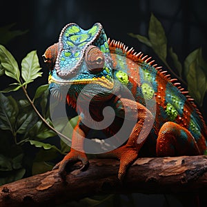 Chameleon on a branch. Veiled chameleon sitting on a branch.