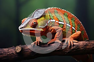 Chameleon on a branch. Veiled chameleon sitting on a branch.