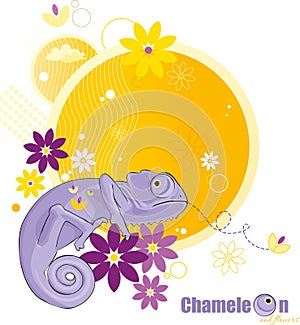 Chameleon and flowers