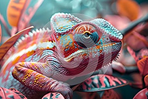 Chameleon Mastery: Art of Camouflage. Concept Chameleon Behavior, Habitat Adaptation, Camouflage