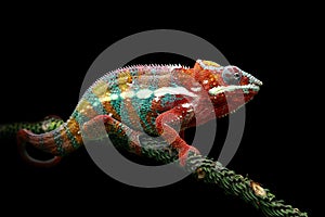 Chameleon panther on branch, chameleon