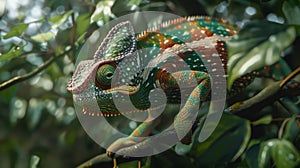 Chameleon s astonishing camouflage skill captured in a photorealistic medium shot