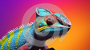 Chameleon on vibrant gradient background