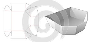 Chamfered tray packaging die cut template