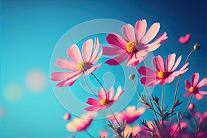 Chamomile daisy flower on blurred bokeh background