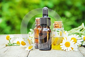 Chamomile extract in a small bottle.
