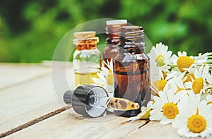 Chamomile extract in a small bottle.