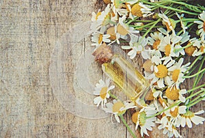 Chamomile extract in a small bottle.