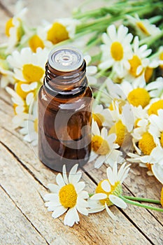 Chamomile extract in a small bottle.