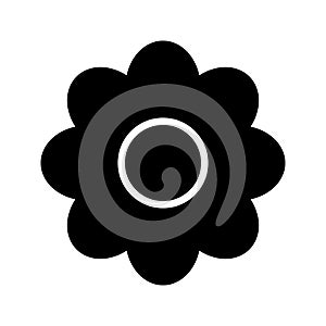 Chamomile flower flat vector black icon isolated on a white background