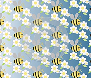 Chamomile and honey bee flowers