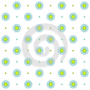 Chamomile seamless pattern, Simple floral design, Abstract flower white background