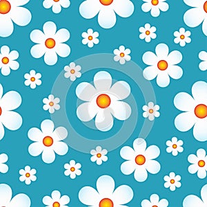 Chamomile seamless pattern, vector floral print in naive style