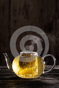 Chamomile Tea in a Clear Teapot