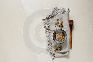 Chamomile tea on white