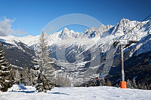 Chamonix's valley in winter