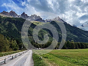 Chamonix Valley: Panoramic Mountain Glacier in Grand Balcon, Chamonix, France photo