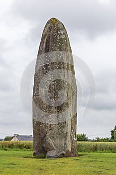 Champ Dolent Menhir. Prehistoric monument at Dol de Bretagne in Brittany. France.