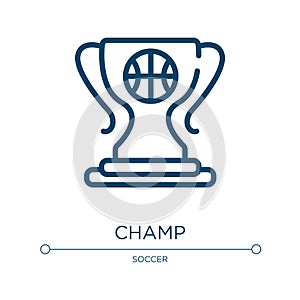 Champ icon. Linear vector illustration from basketball collection. Outline champ icon vector. Thin line symbol for use on web and