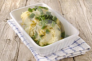 Champ, traditional dish of mashed potatoes