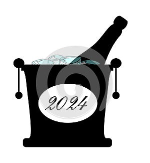 Champage And Ice Bucket Silhouette 2024