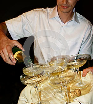 Champagne and barman photo