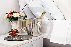 Champagne in bed