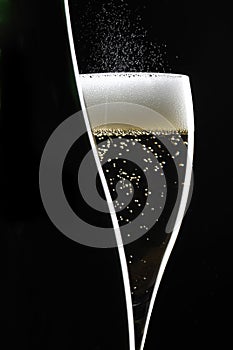 Champagne on black background