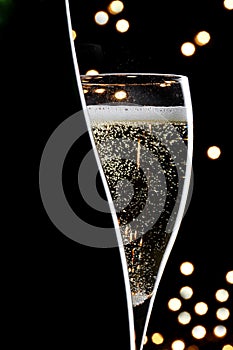 Champagne on black background