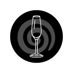 Champagne black line icon. Dishware