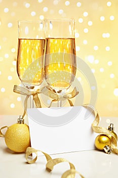 Champagne with blank invitation