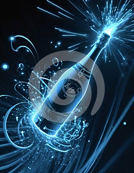 Champagne bottle celebrating New Years