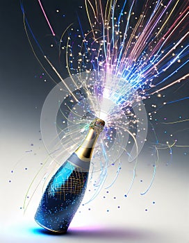 Champagne bottle celebrating New Years