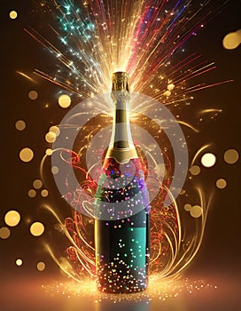 Champagne bottle celebrating New Years