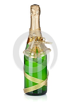 Champagne bottle with christmas decor