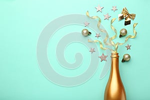 Champagne bottle with decorations