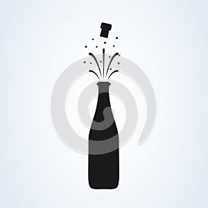 Champagne bottle explosion sign simple icon vector.