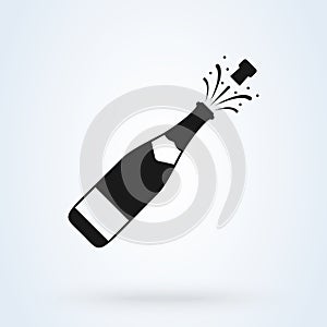Champagne bottle explosion sign simple icon vector.