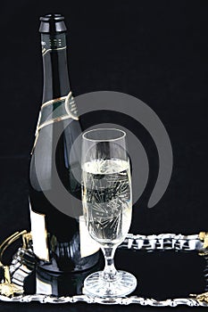 Champagne bottle and glass VI