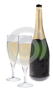 Champagne Bottle and Glasses