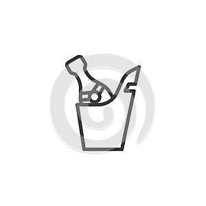 Champagne bottle in the ice bucket line icon