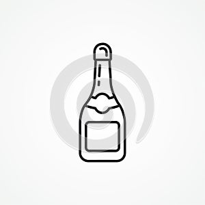 Champagne bottle line icon.