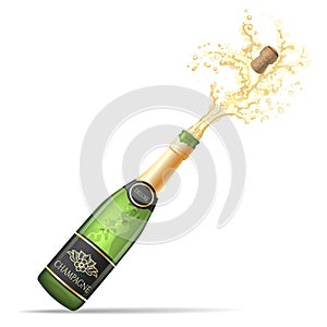 Champagne bottle pop and fizz