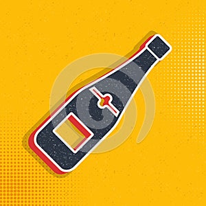 Champagne bottle sign simple pop art style vector icon