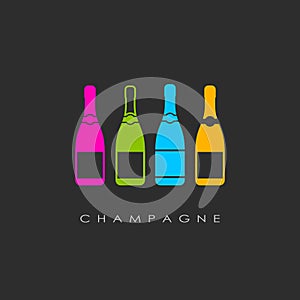 Champagne bottle vector icon