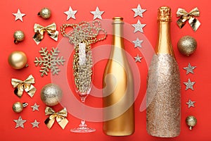 Champagne bottles with decorations