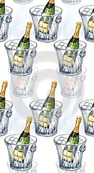 Champagne Bottles in Ice Buckets Pattern