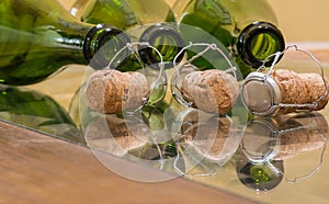 Champagne bottles and wine corks